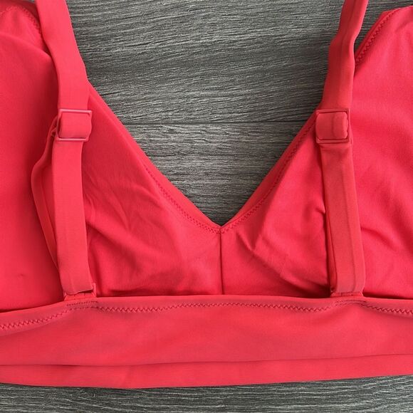 AERIE Scoop Bikini Top Size XL Berry Red VNeck Removable Pads Colorful Retro NWT - Picture 6 of 7